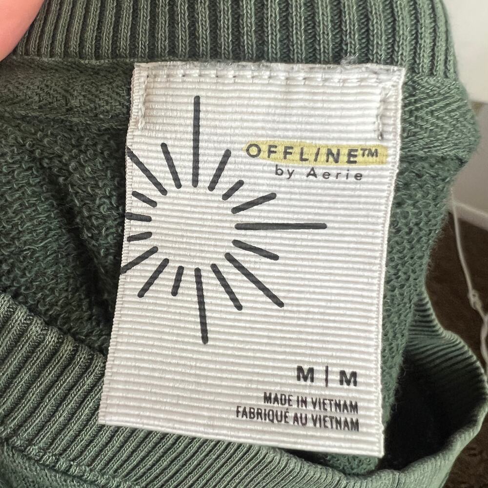 Offline by Aerie Green Graphic Sweatshirt‎ Pullover Cozy Loungewear Medium - Picture 4 of 12